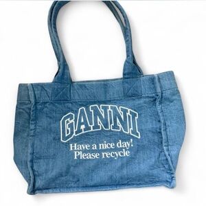 GANNI Blue Tote Bag